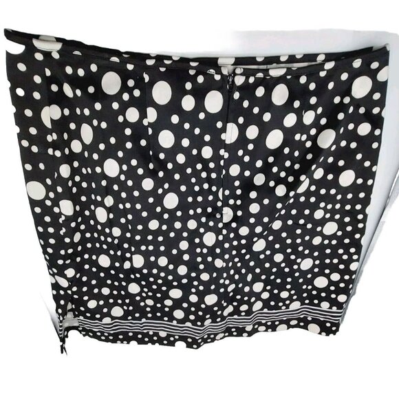 Anne Carson Skirt Skort Size 16 Black White Polka Dot Stripes Back Zipper - Picture 4 of 10